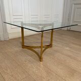 Table basse en métal doré, 1970s