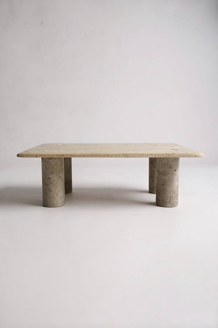 Travertine coffee table signed by Angelo Mangiarotti for Up&Up - 1970