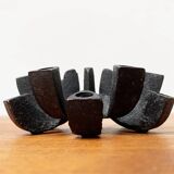 Brutalist cast iron candlestick from mid-century Japan by Jens H. Quistgaard, 1960s.