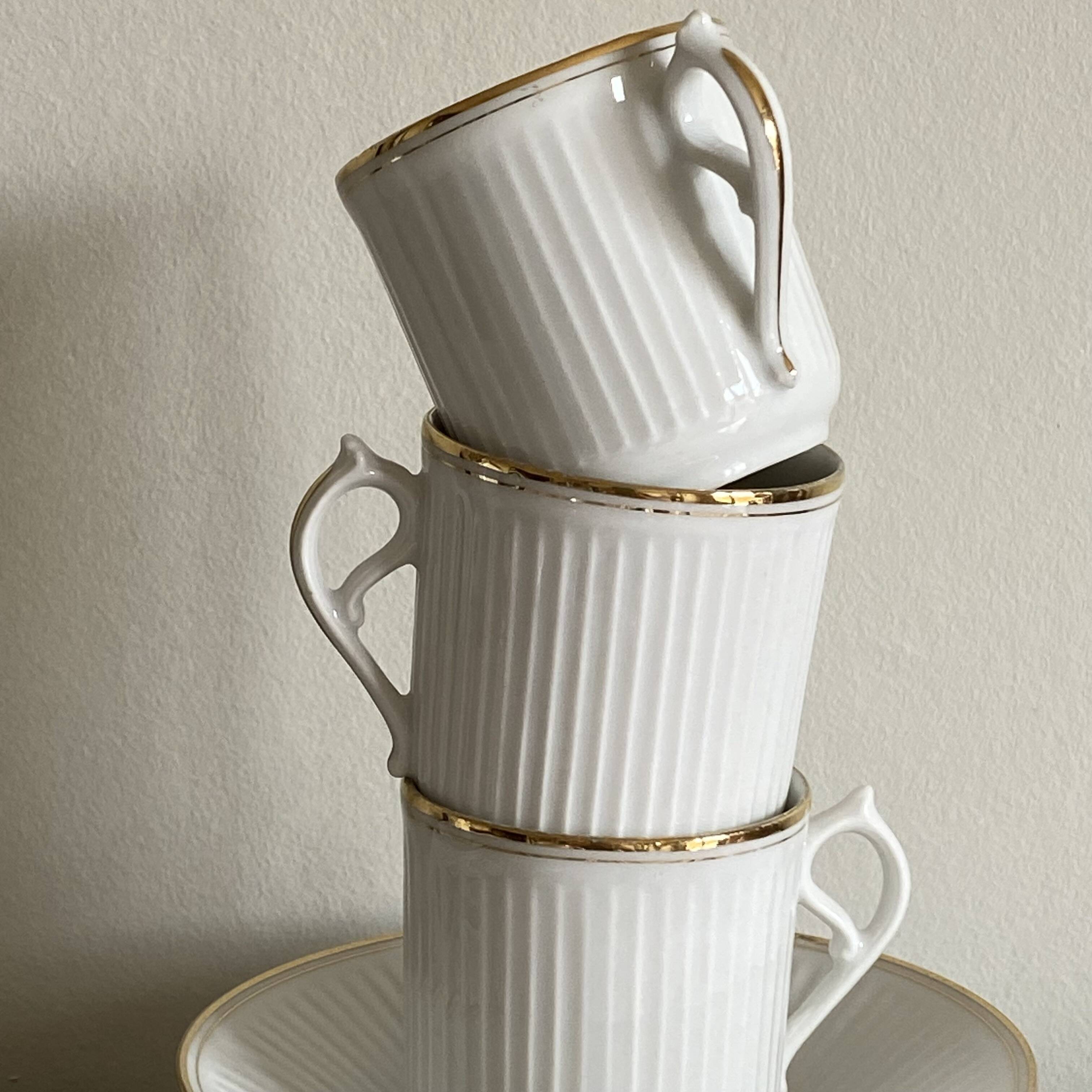 5 antique porcelain espresso coffee cups