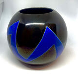 Vase boule français céramique - J. Suzor motif géométrique - Ruban