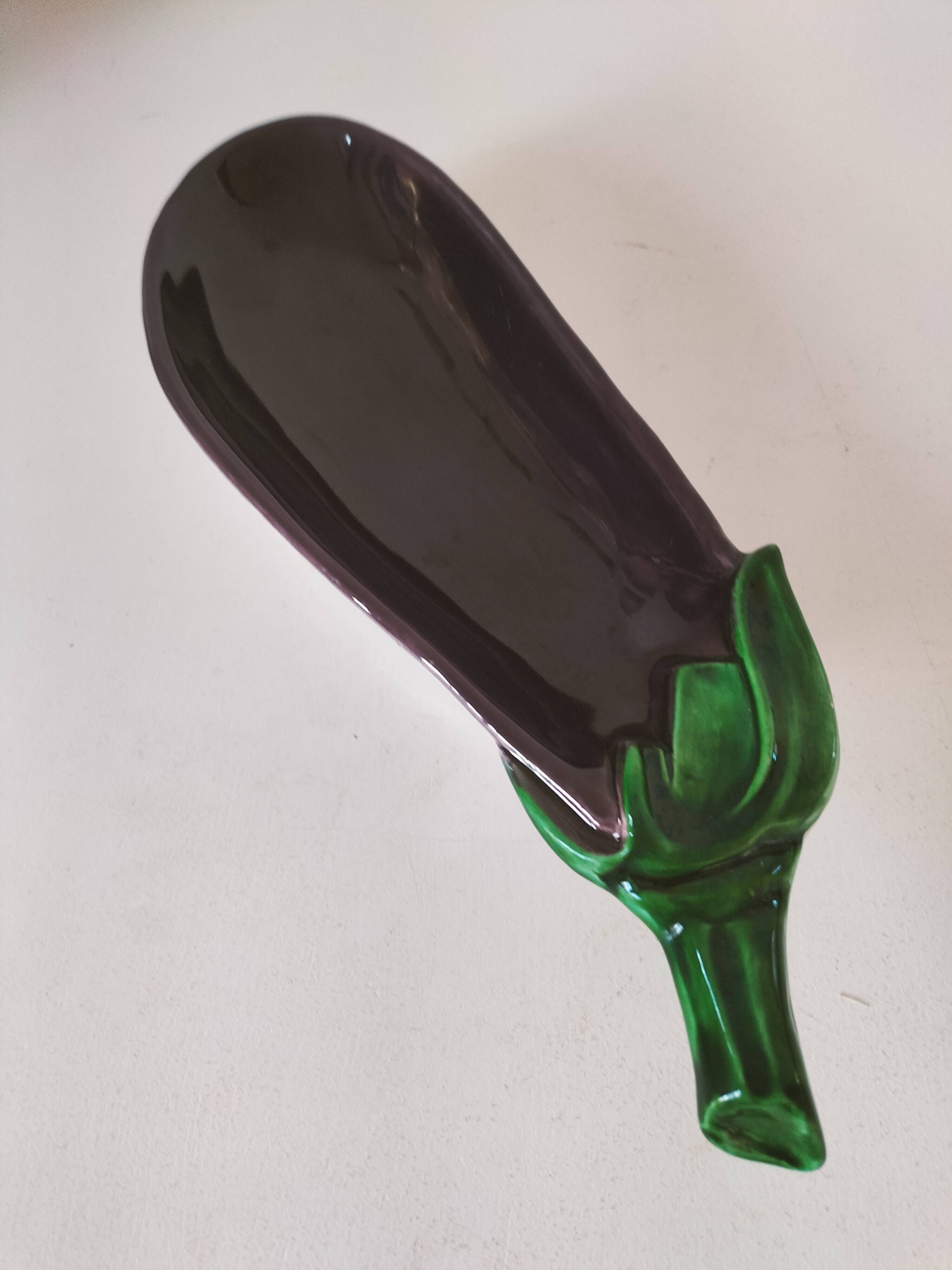 Italian ceramic glossy aubergine bowl – 1960s