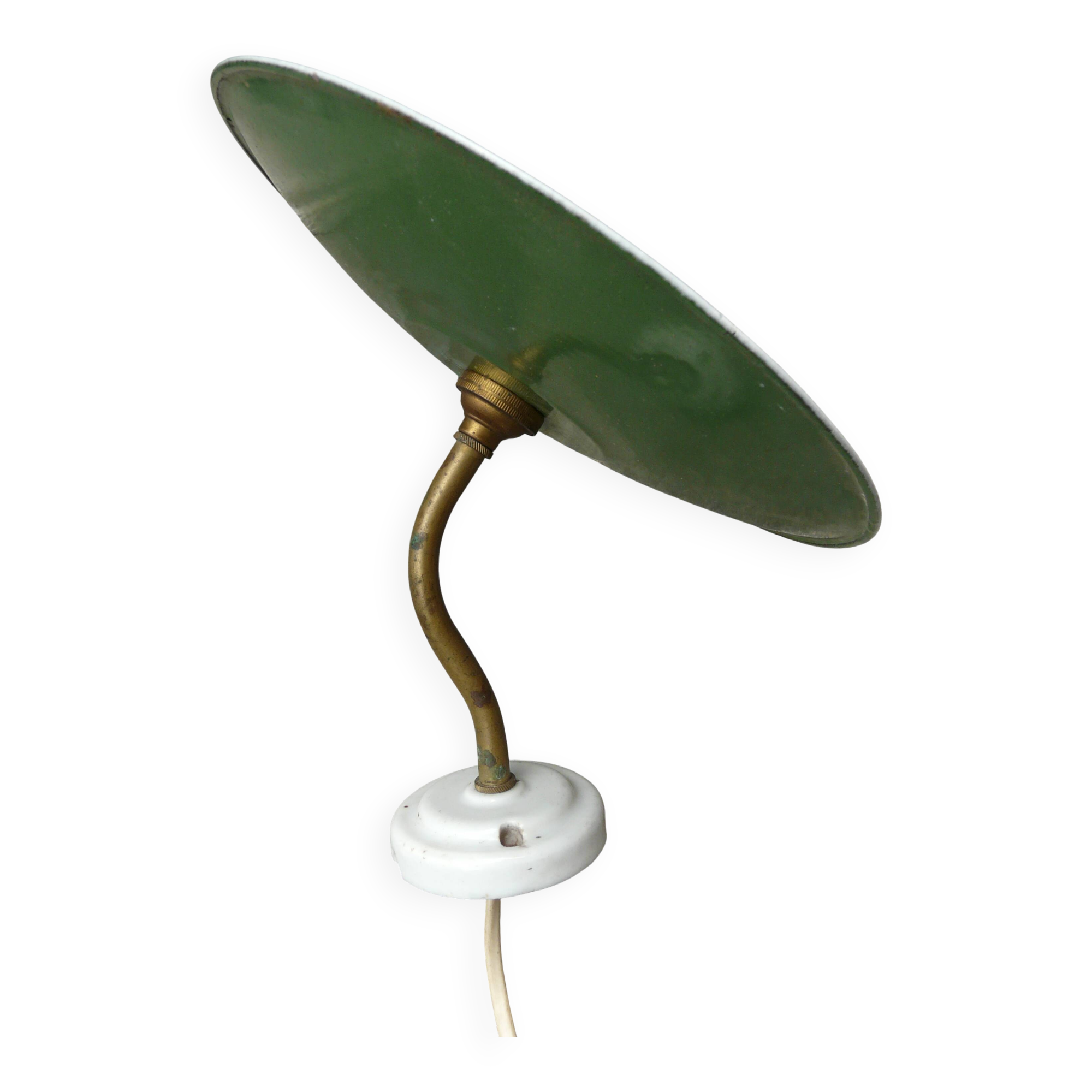 Vintage enamelled sheet metal swan neck wall light