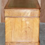 Antique desk by James Winter & Sons London in satin wood and leather.