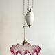 Opaline glass pendant light, frilly, rises and falls