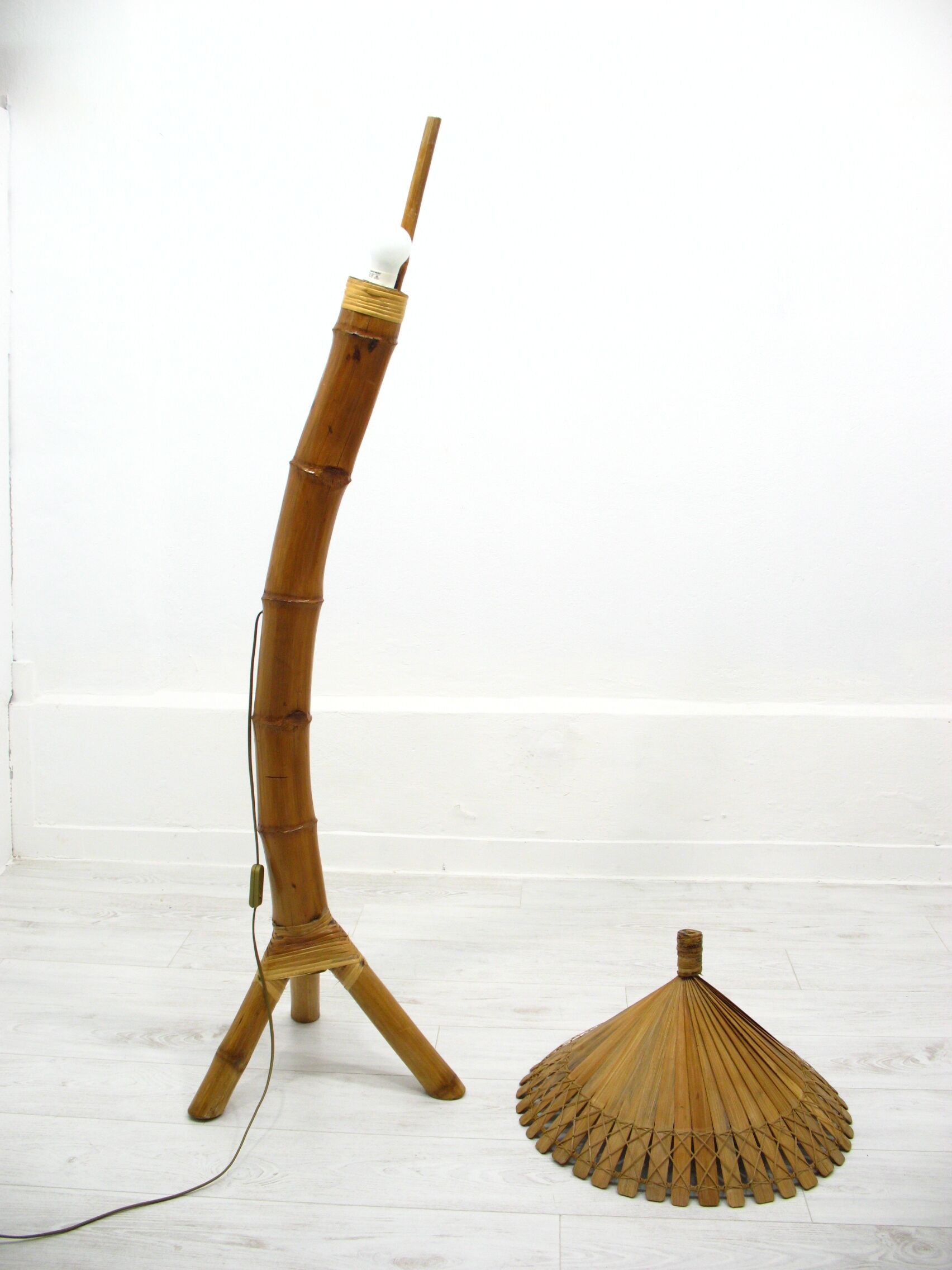 Lampadaire en bambou, années 1950