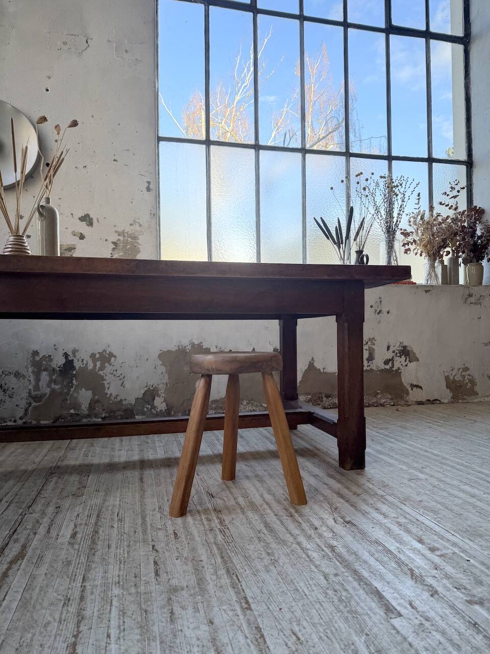 Rustic farmhouse table, solid oak, 2m