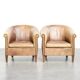 Set of two vintage cowhide club armchairs in English style