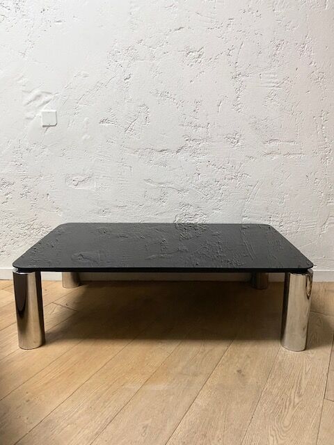 Glass coffee table design 70s