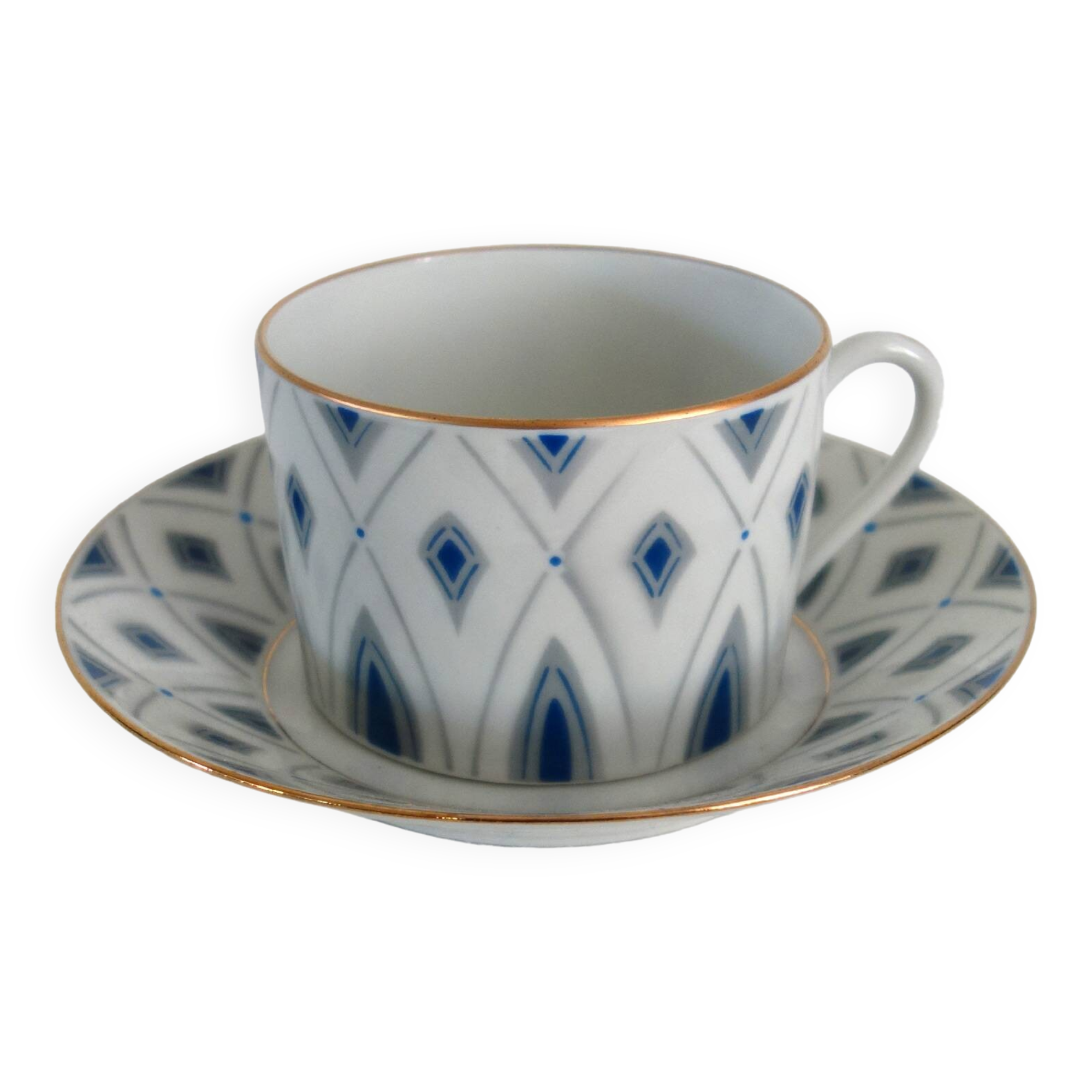 Tasse à thé avec soucoupe en porcelaine de Limoges années 30
