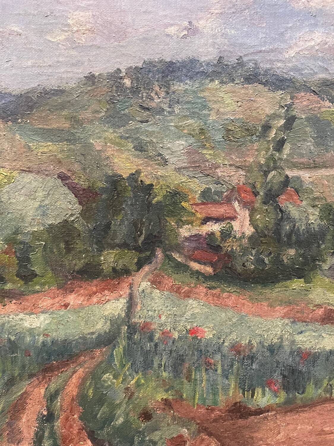 Tableau paysage de campagne ancien