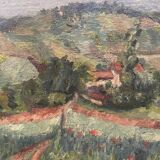 Tableau paysage de campagne ancien