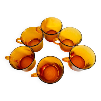 6 vintage Duralex coffee cups