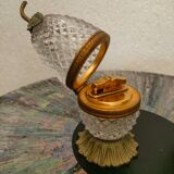 Crystal and bronze lighter and table ashtray