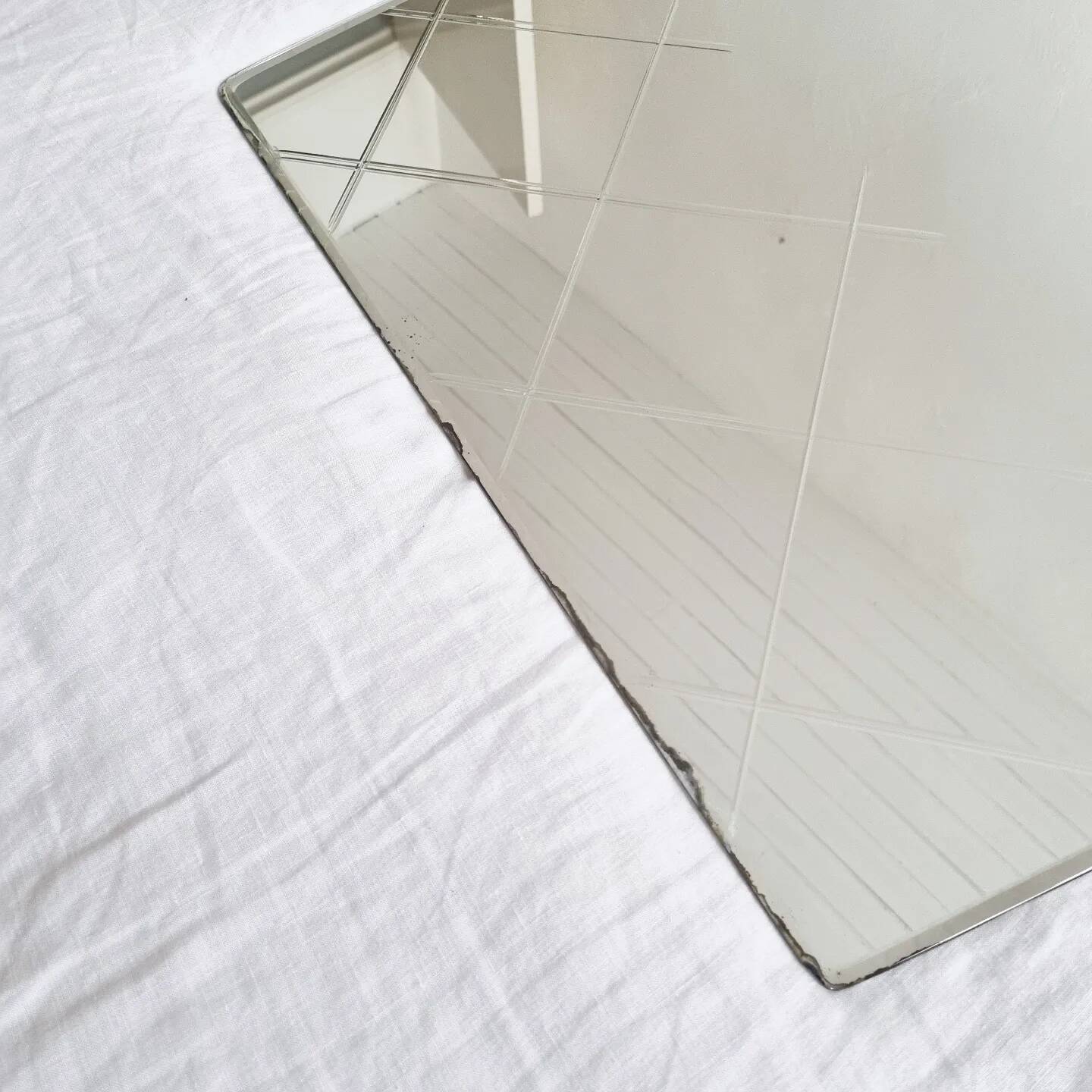 Large vintage beveled arch mirror