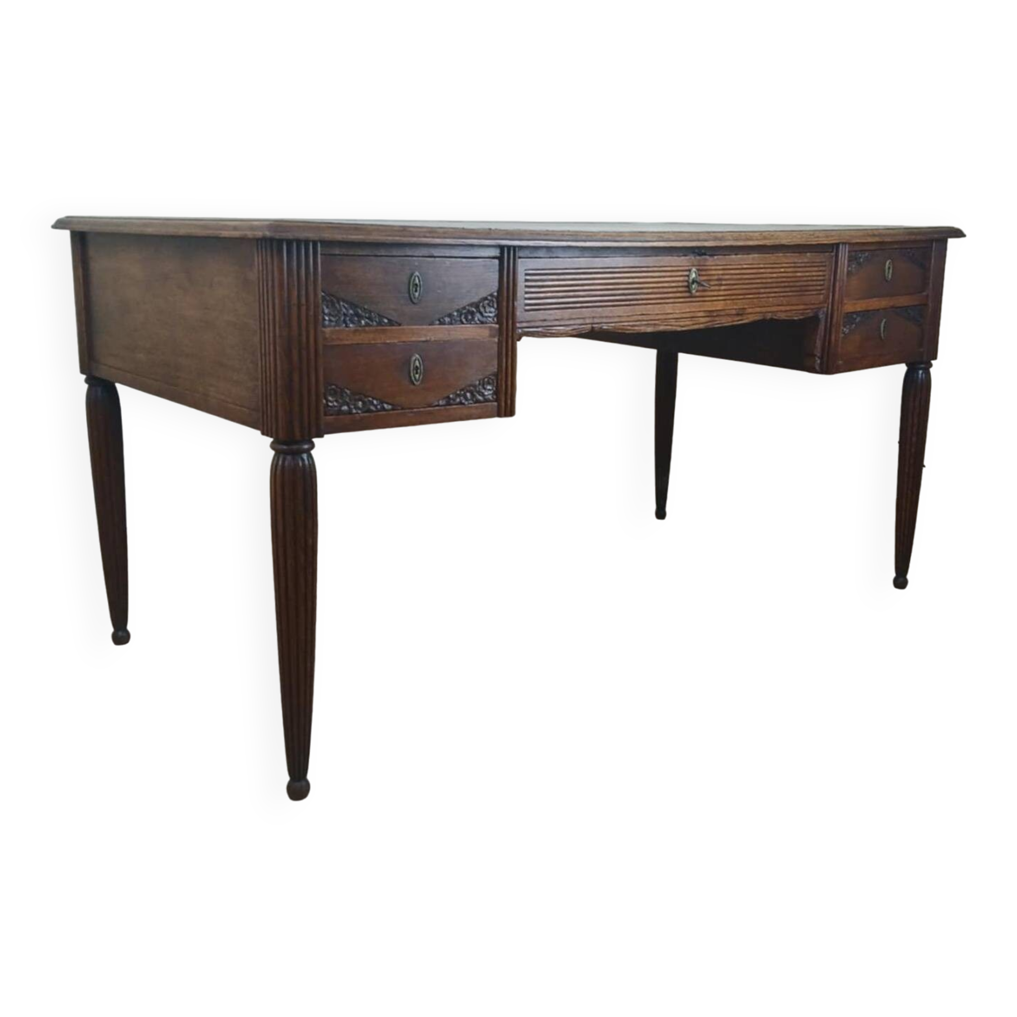 Very large oak center desk from the Art Deco period circa 1930
