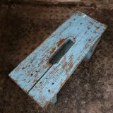 Brocante wooden bench stool etagere light blue