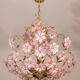 Vintage Murano Glass Chandelier Pink Flowers, 1970