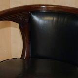 Original Regency office chair in leather and hardwood, style 1815.