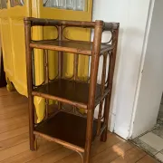 Charming Vintage Shelf in Rattan and Bamboo (3 tiers)