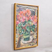 Oil painting by Alexander Michael of cyclamen (Alpenveilchen), 1978