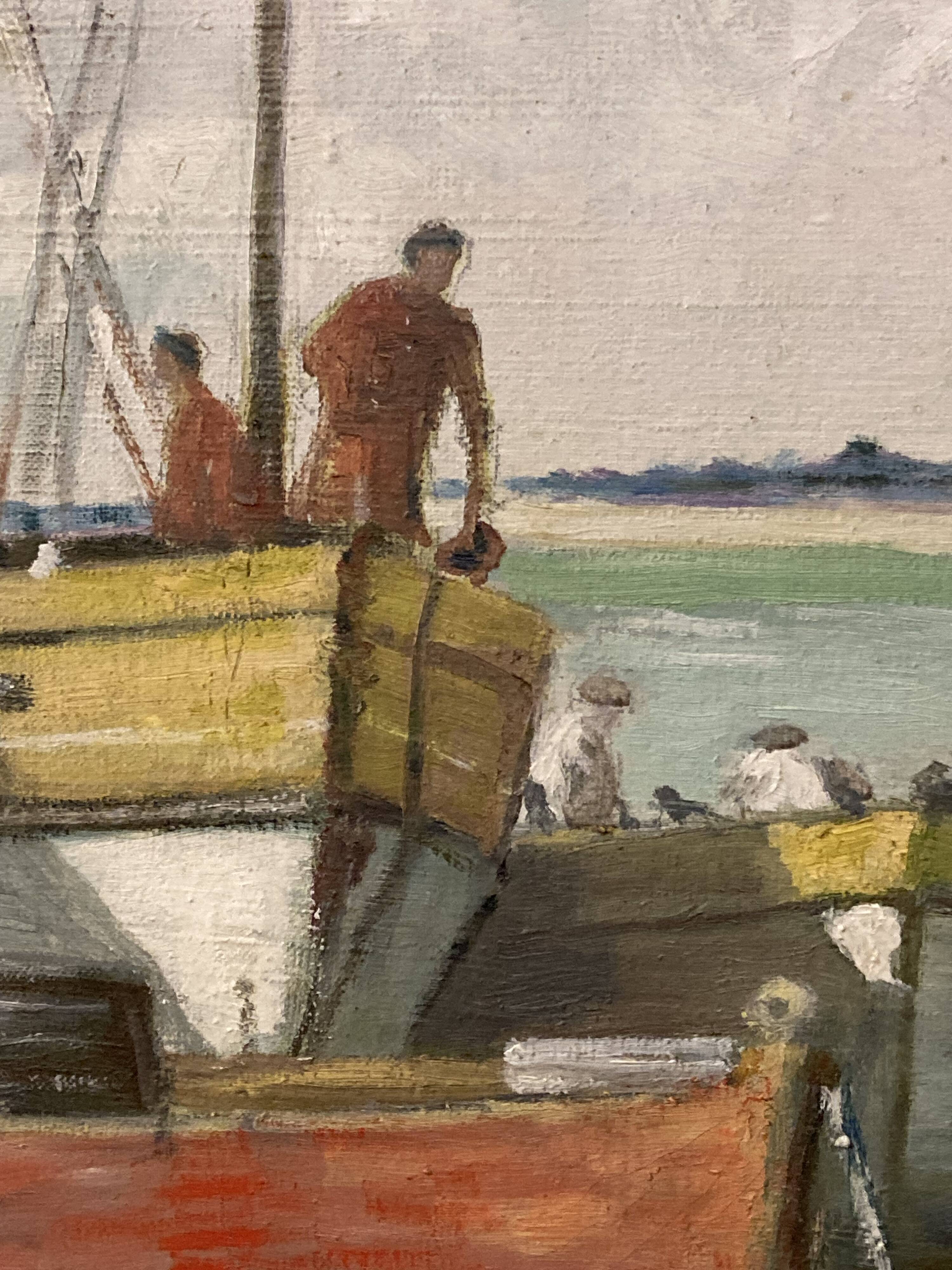 René bezaud (1909-2000), leaving the port, oil on canvas