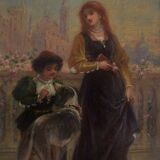 French School of the 19th Century, Attributed to Achille Deveria, Troubadour Scene, Oil on Panel