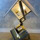 XXL two-tone table lamp in chrome and brass in the style of Willy Rizzo / Romeo Rega.