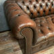 Chesterfield bench in Art Deco leather around 1920-1940