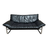 Canapé vintage par Johan Bertil Häggström pour Ikéa en cuir et métal chromé 1970