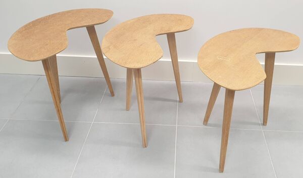 3 Tables basses forme haricot, originales années 1950