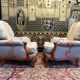 Pair of Louis XV style bergere armchairs