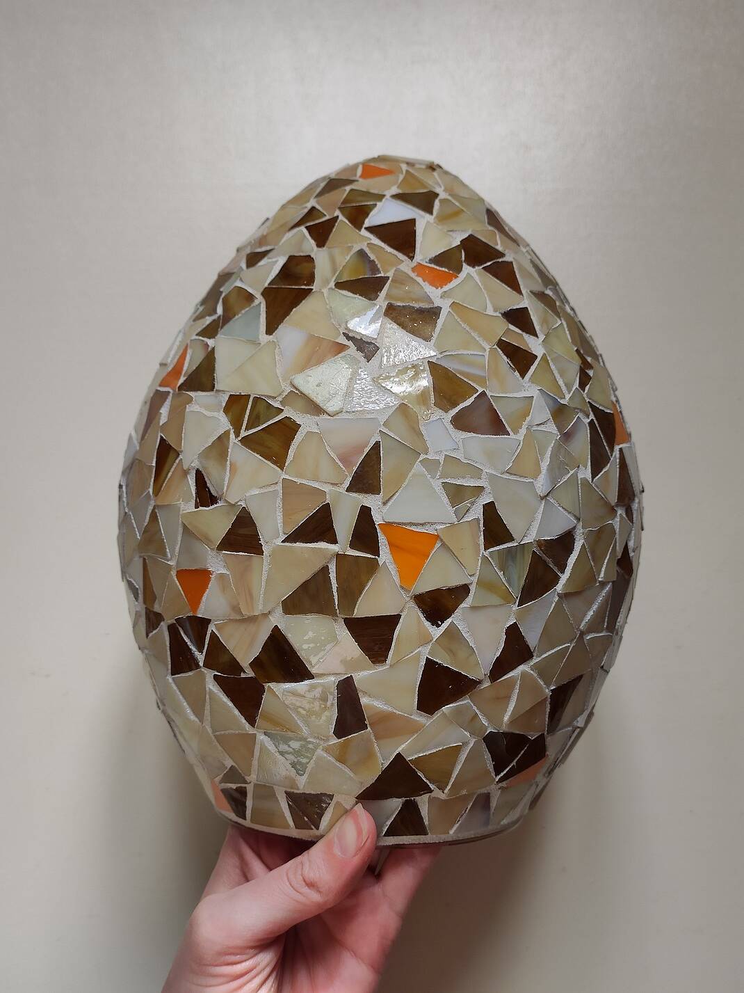 Large vintage glass mosaic egg lamp