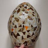 Large vintage glass mosaic egg lamp