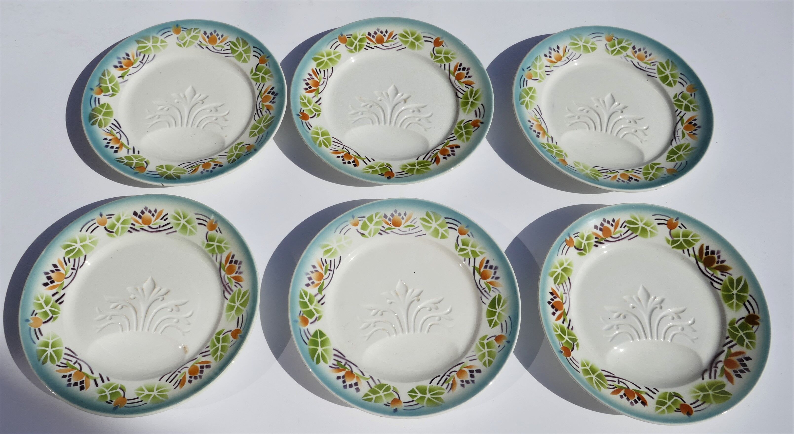 6 Digoin-Sarreguemines old artichaud plates