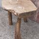 Brutalist coffee table in solid wood, tripod. (Popular art)