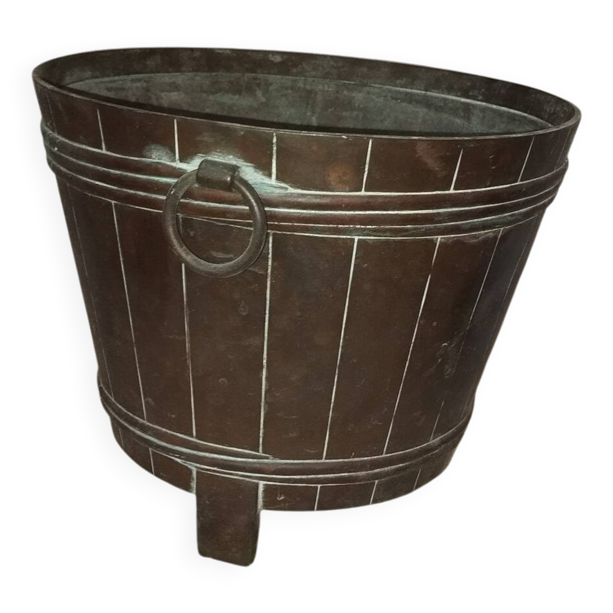 Antique brass planter