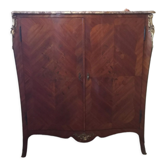 Marquetry cabinet with marble top