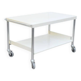 White lacquered metal & chrome serving trolley, 1960s