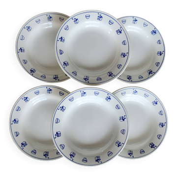 6 vintage earthenware breakfast plates