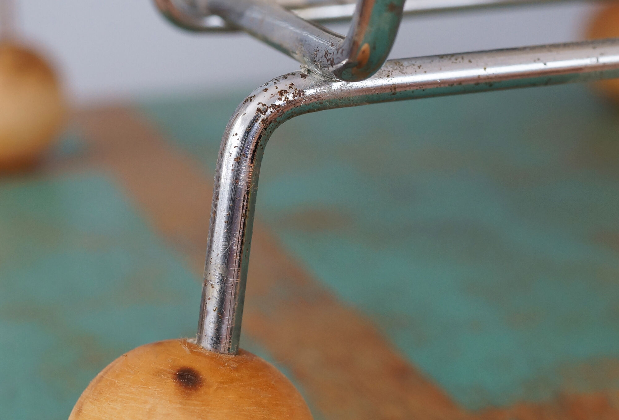 Review door in chrome metal and wood, vintage 60s