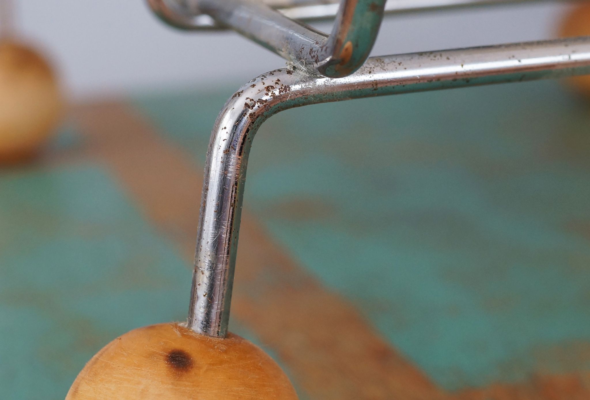 Review door in chrome metal and wood, vintage 60s