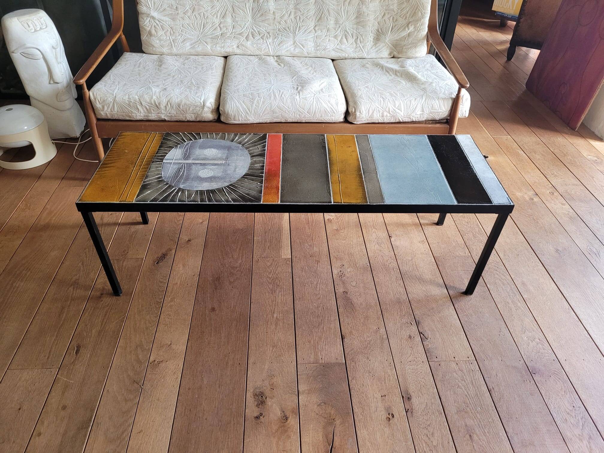 Roger Capron coffee table, "sun" model.