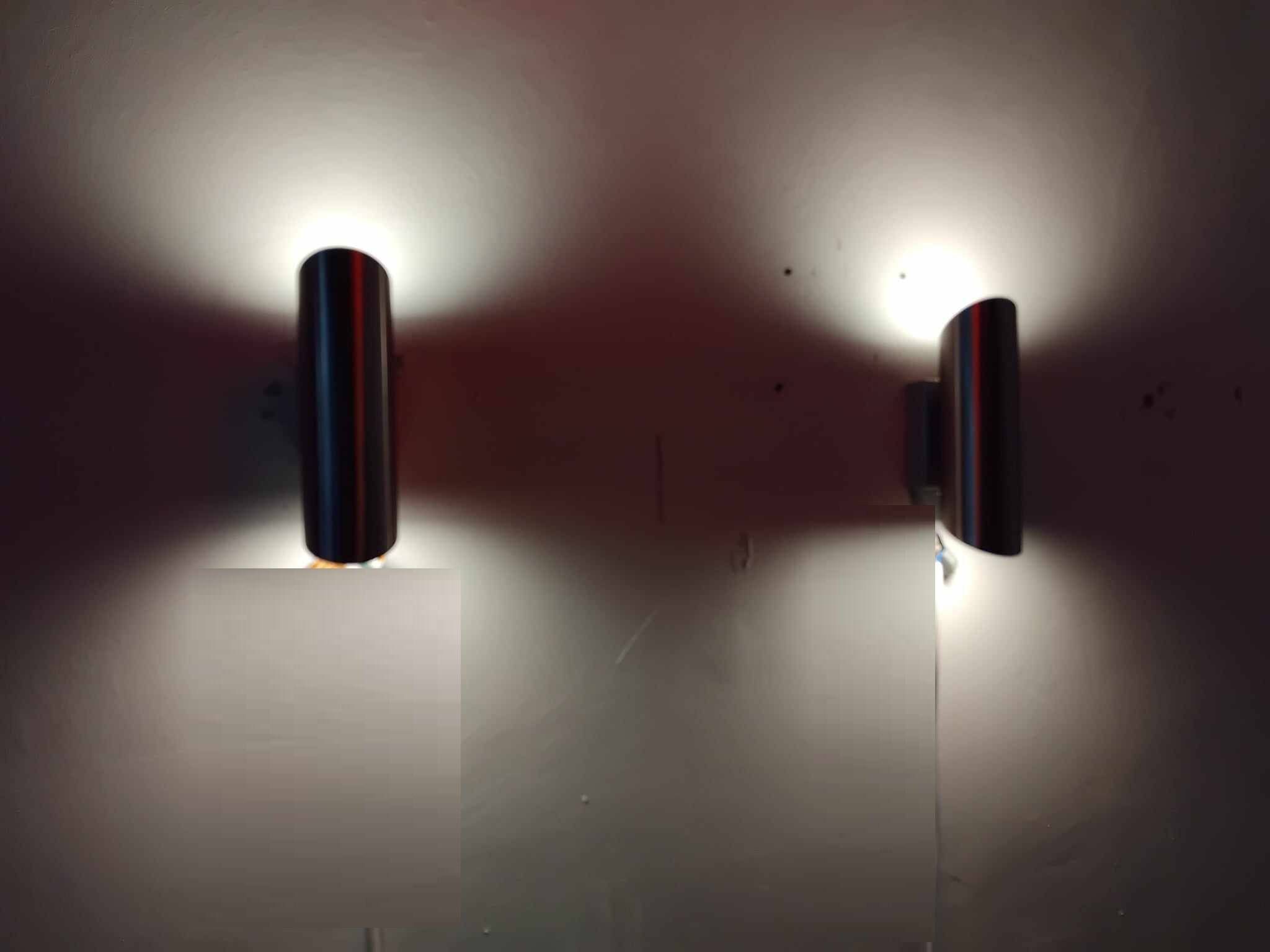 Pair of stainless steel tube wall lights from the 70s/80s