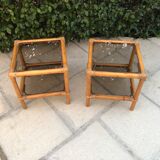 Pair of rattan bedsides