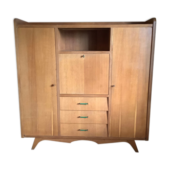 Bookcase furniture with vintage secretary 50s reconstruction period