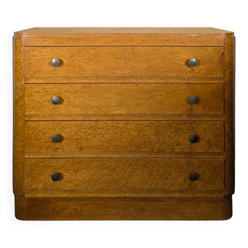 Art Deco chest of drawers in mottled maple