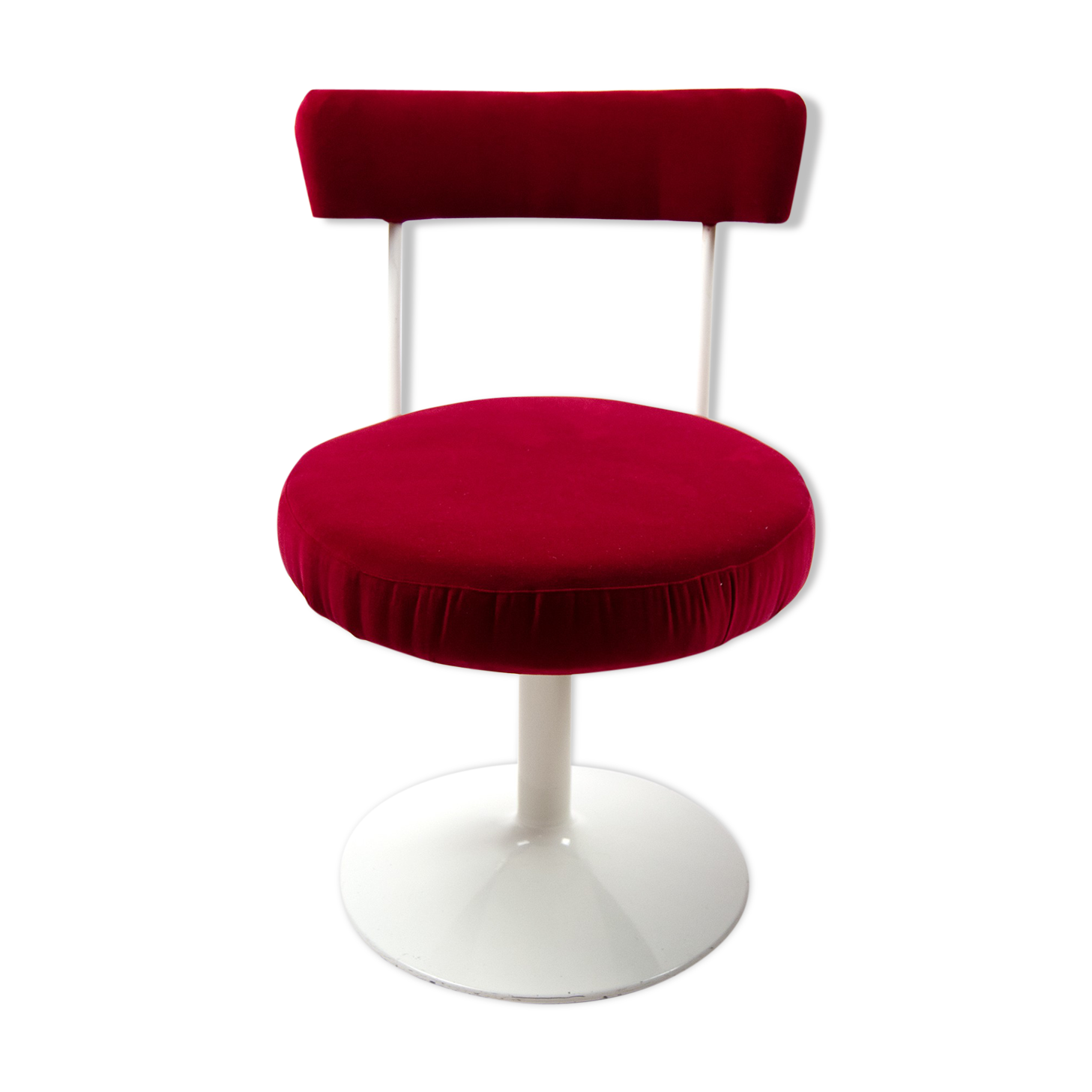 60s rotating tulip cocktail chair in red velvet