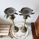 Wooden palm lamp bases or candle holders