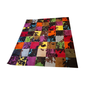 Tapis patchwork peau de vache Tergus 236x206cm